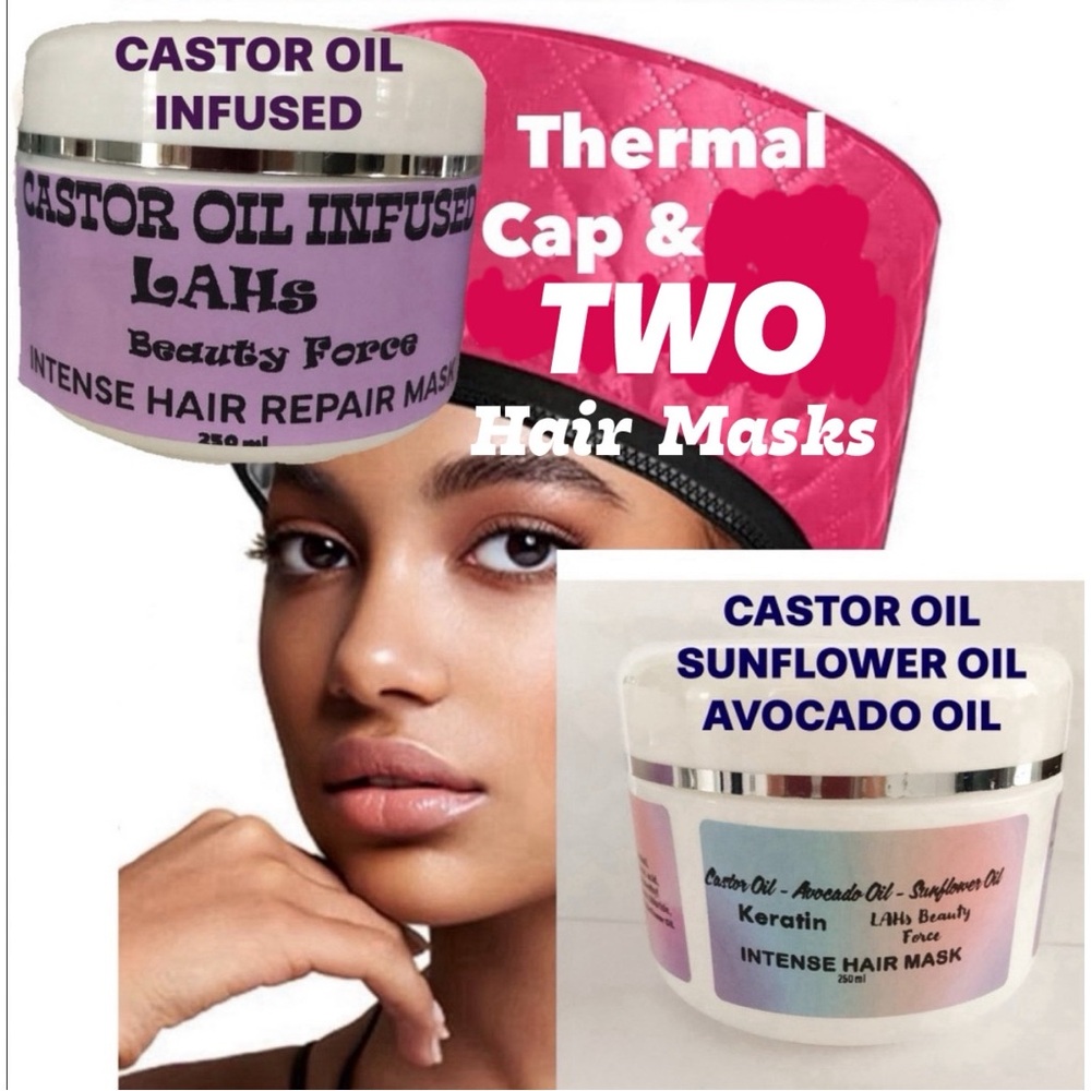 2 Hair Masks and Thermal Warmer cap TRIO